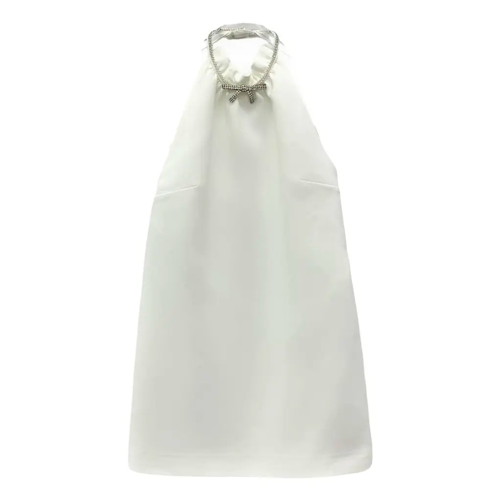 Miu Miu White Satin Clutch with Rhinestone Bow